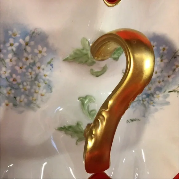 LIMOGES FRANCE DIVIDED BUTTERFLY PORCELAIN DISH - Picture 3 of 7